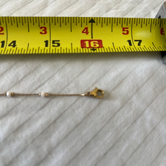 🔴Dainty Boho Minimalist Gold plated Silver Necklace w/white stone beads accent - Picture 3 of 3